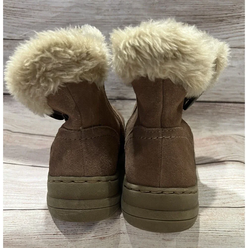 Baretraps Boots Women’s Andee Winter Snow Beige Leather Zip Button Sherpa Size 6